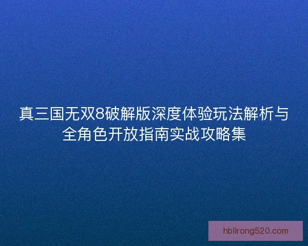真三国无双8破解版深度体验玩法解析与全角色开放指南实战攻略集